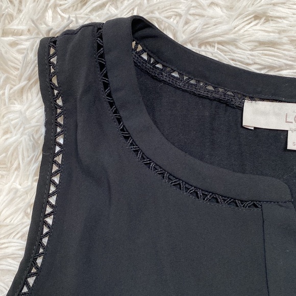 Loft Sleeveless Split Neck Blouse ๐ Black - Picture 10 of 14